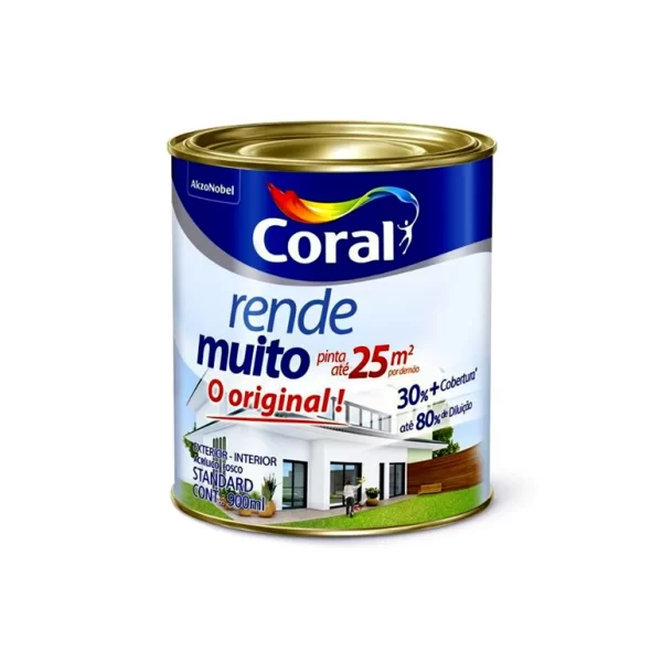 Tinta Acrílica Rende Muito 900ml Branco Neve - Coral - CÓD PRODUTO 6334